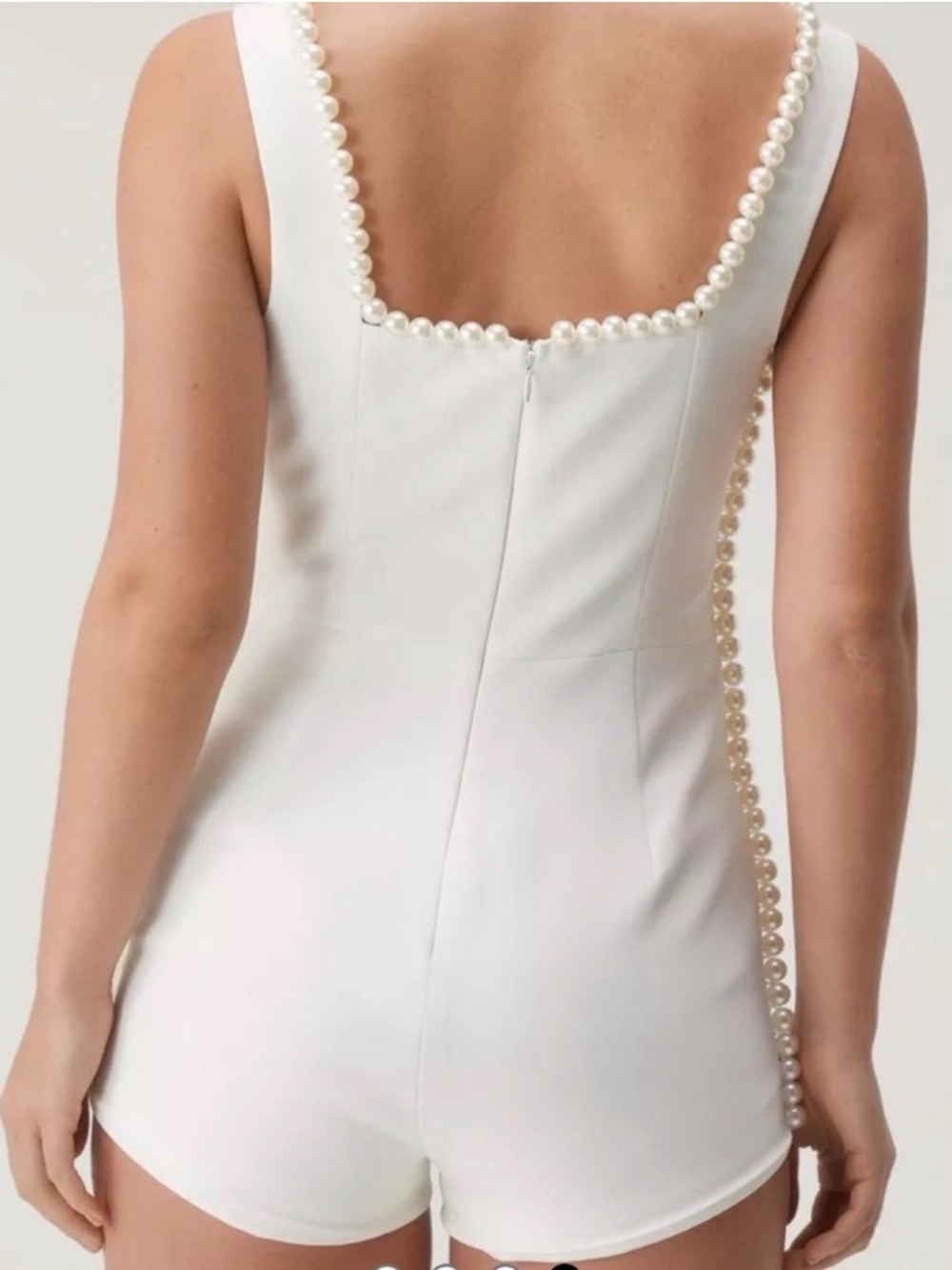 Nasty Gal White Pearl-Trim Cutout Romper - Picture 3 of 7